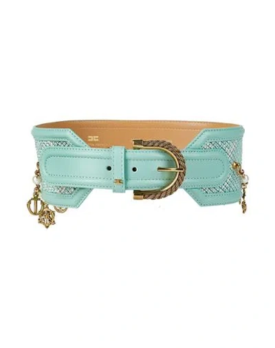 Elisabetta Franchi Woman Belt Light Green Size 10 Textile Fibers In Blue