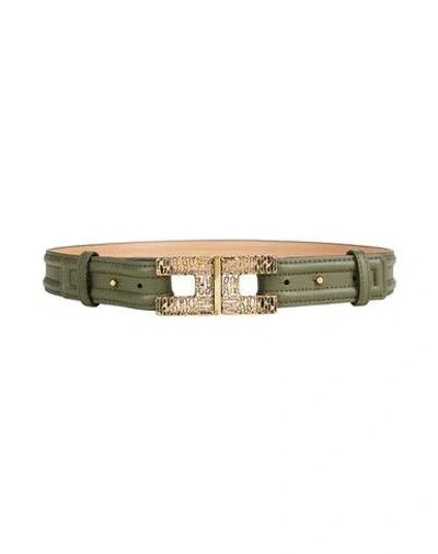 Elisabetta Franchi Woman Belt Military Green Size 10 Textile Fibers
