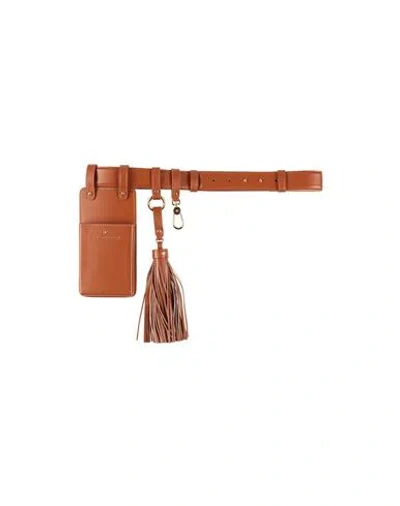 Elisabetta Franchi Woman Belt Tan Size 8 Textile Fibers In Brown