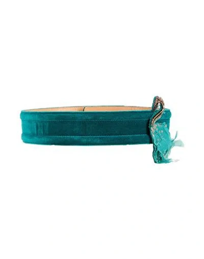 Elisabetta Franchi Woman Belt Turquoise Size 4 Leather In Blue