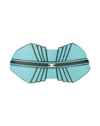 Elisabetta Franchi Woman Belt Turquoise Size 8 Cow Leather In Brown