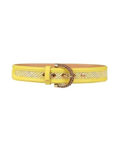 Elisabetta Franchi Woman Belt Yellow Size 4 Cotton, Acrylic, Polyester