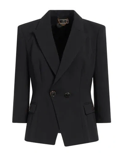 ELISABETTA FRANCHI ELISABETTA FRANCHI WOMAN BLAZER BLACK SIZE 10 POLYESTER, ELASTANE