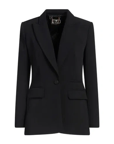 ELISABETTA FRANCHI ELISABETTA FRANCHI WOMAN BLAZER BLACK SIZE 12 POLYESTER, ELASTANE