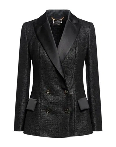 Elisabetta Franchi Woman Blazer Black Size 2 Acrylic, Polyester, Wool, Cotton