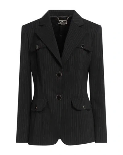 Elisabetta Franchi Woman Blazer Black Size 6 Polyester, Virgin Wool, Elastane