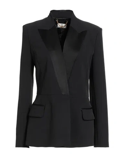 ELISABETTA FRANCHI ELISABETTA FRANCHI WOMAN BLAZER BLACK SIZE 8 POLYESTER, ELASTANE
