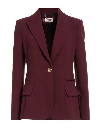 Elisabetta Franchi Woman Blazer Burgundy Size 10 Polyester, Elastane