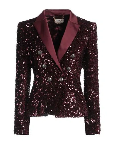 Elisabetta Franchi Woman Blazer Burgundy Size 6 Polyester