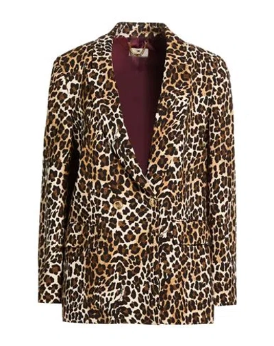 Elisabetta Franchi Woman Blazer Camel Size 8 Viscose, Elastane In Multi