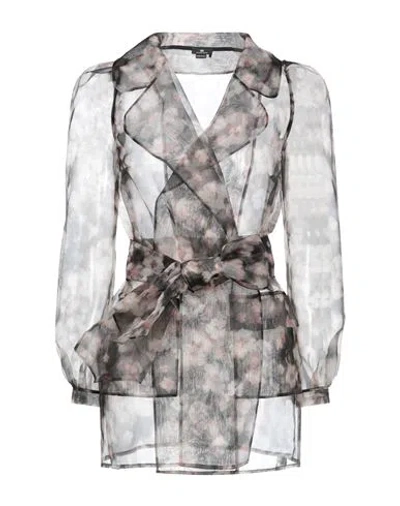 Elisabetta Franchi Woman Blazer Charcoal Size 6 Polyester In Grey