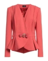 Elisabetta Franchi Woman Blazer Coral Size 4 Polyester, Viscose, Elastane In Red