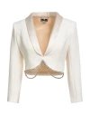 Elisabetta Franchi Woman Blazer Cream Size 4 Polyester, Elastane, Acetate, Polyamide In Neutral