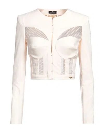 Elisabetta Franchi Woman Blazer Cream Size 4 Polyamide, Elastane In White