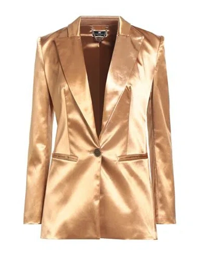 Elisabetta Franchi Woman Blazer Gold Size 4 Polyamide, Elastane In Multi
