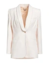 Elisabetta Franchi Woman Blazer Ivory Size 10 Polyester, Elastane In Pink