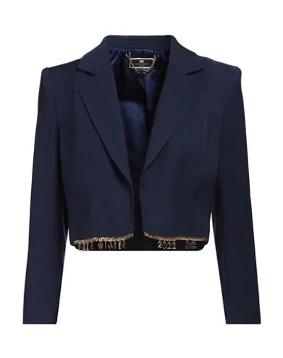 Elisabetta Franchi Woman Blazer Navy Size 4 Viscose, Virgin Wool, Elastane
