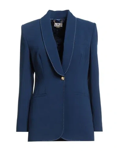 Elisabetta Franchi Woman Blazer Navy Size 6 Polyester, Elastane In Blue