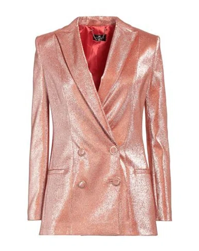Elisabetta Franchi Woman Blazer Orange Size 10 Cotton, Metal, Polyester