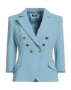 Elisabetta Franchi Woman Blazer Pastel Blue Size 12 Polyester, Elastane In Blue