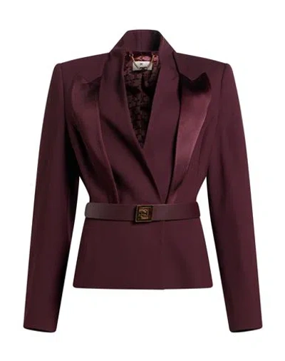 Elisabetta Franchi Woman Blazer Plum Size 10 Viscose, Virgin Wool In Purple