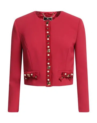 Elisabetta Franchi Woman Blazer Red Size 4 Polyester, Elastane