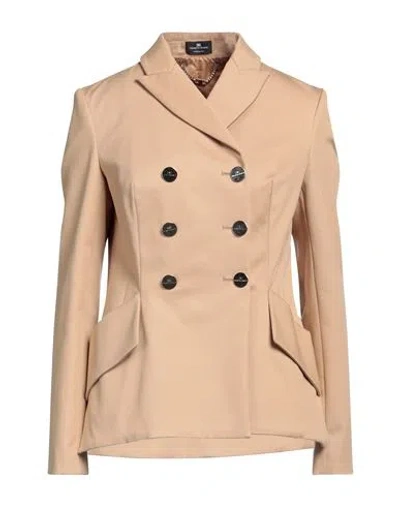 Elisabetta Franchi Woman Blazer Sand Size 6 Cotton, Elastane In Beige
