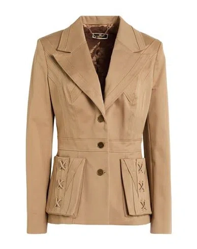 Elisabetta Franchi Woman Blazer Sand Size 8 Cotton, Elastane In Neutral