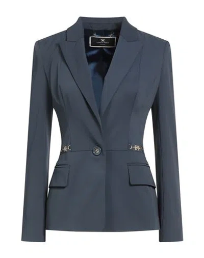 Elisabetta Franchi Woman Blazer Slate Blue Size 12 Polyester, Elastane