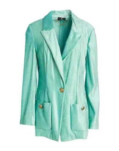 Elisabetta Franchi Woman Blazer Turquoise Size 8 Viscose, Cotton, Modal In Blue
