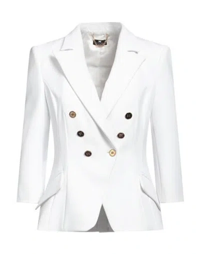 Elisabetta Franchi Woman Blazer White Size 10 Polyester, Elastane In White
