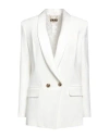 Elisabetta Franchi White Double-breasted Twill Blazer In White