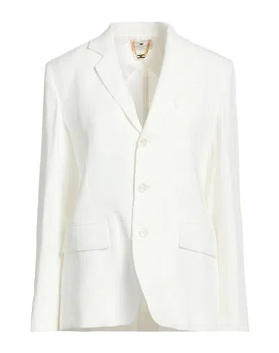 Elisabetta Franchi Woman Blazer White Size 6 Viscose, Linen
