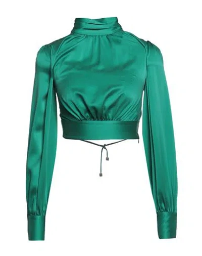 Elisabetta Franchi Woman Blouse Emerald Green Size 2 Silk