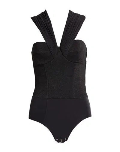 Elisabetta Franchi Woman Bodysuit Black Size 2 Viscose, Polyester, Polyamide, Elastane