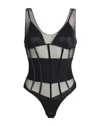 Elisabetta Franchi Woman Bodysuit Black Size 6 Polyamide, Elastane In Multi
