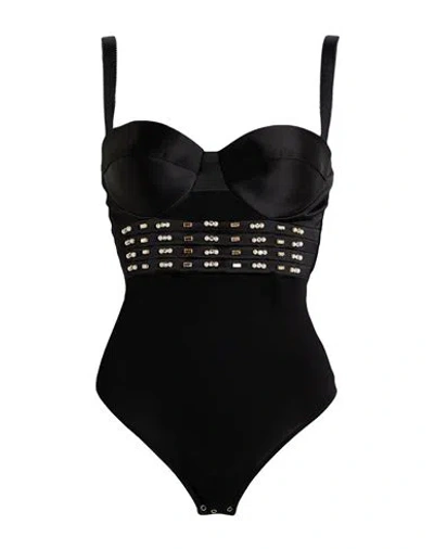 Elisabetta Franchi Woman Bodysuit Black Size 6 Polyester, Viscose, Elastane
