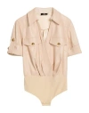 Elisabetta Franchi Woman Bodysuit Blush Size 10 Polyester, Polyurethane, Polyamide, Elastane