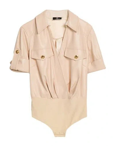 Elisabetta Franchi Woman Bodysuit Blush Size 10 Polyester, Polyurethane, Polyamide, Elastane