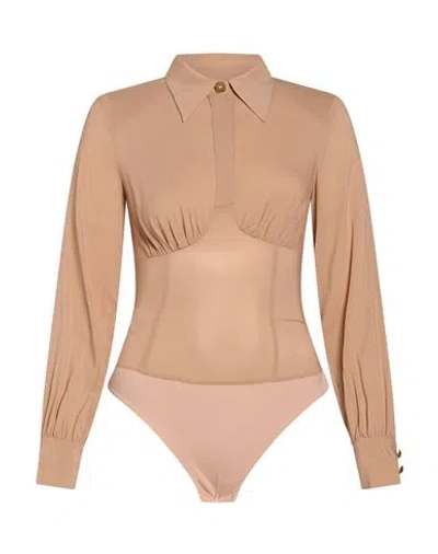 Elisabetta Franchi Woman Bodysuit Blush Size 2 Viscose, Elastane In Brown