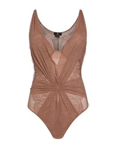 Elisabetta Franchi Woman Bodysuit Blush Size 4 Polyamide, Elastane In Brown