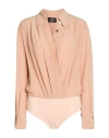 Elisabetta Franchi Woman Bodysuit Blush Size 6 Silk, Polyamide, Elastane