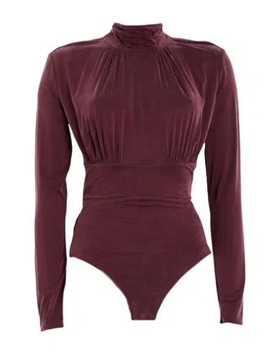 Elisabetta Franchi Woman Bodysuit Burgundy Size 10 Cupro, Elastane In Red