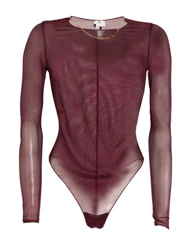 Elisabetta Franchi Woman Bodysuit Burgundy Size 8 Polyamide, Elastane In Brown