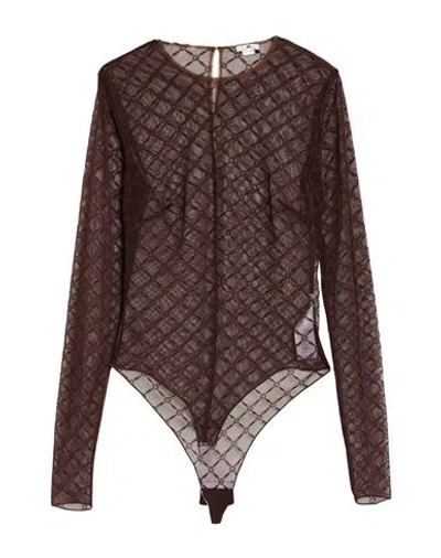Elisabetta Franchi Woman Bodysuit Burgundy Size 8 Polyamide In Red