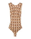 Elisabetta Franchi Woman Bodysuit Camel Size 6 Viscose In Beige