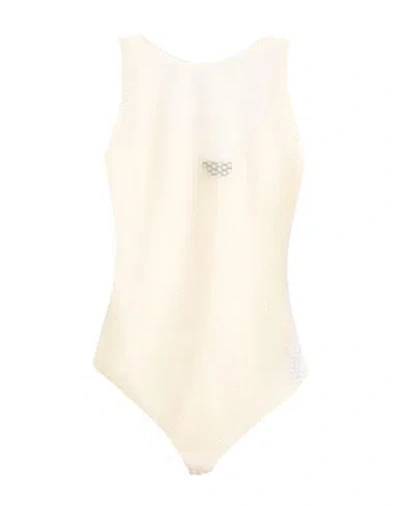 Elisabetta Franchi Woman Bodysuit Cream Size 6 Polyamide, Elastane In Neutral