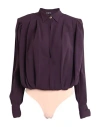 Elisabetta Franchi Woman Bodysuit Deep Purple Size 6 Viscose, Polyamide, Elastane