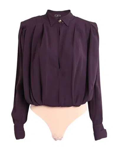 Elisabetta Franchi Woman Bodysuit Deep Purple Size 6 Viscose, Polyamide, Elastane In Purple