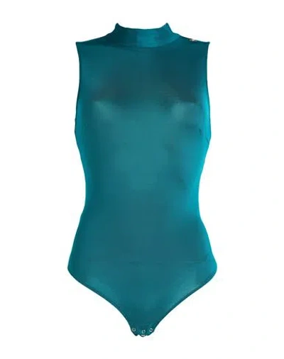 Elisabetta Franchi Woman Bodysuit Deep Teal Size 6 Viscose, Elastane